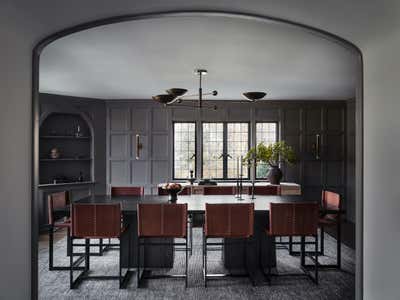  English Country Mid-Century Modern Family Home Dining Room. Westchester Tudor by Sharon Rembaum Interior Design.