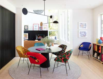  Eclectic Family Home Dining Room. Color-blocked House by THESIS Studio Architecture.