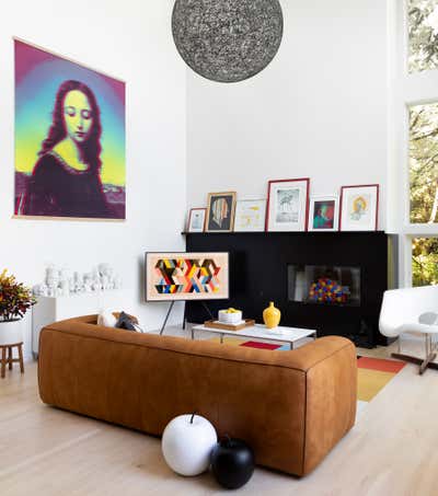  Contemporary Eclectic Family Home Living Room. Color-blocked House by THESIS Studio Architecture.