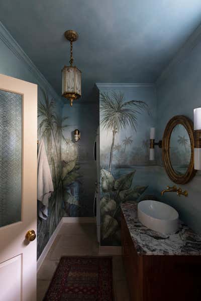  British Colonial Family Home Bathroom. Cottage d'Art by Sherry Shirah Design.