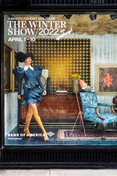  English Country Retail Living Room. The Winter Show 2022, A Window Display by Keita Turner Design.
