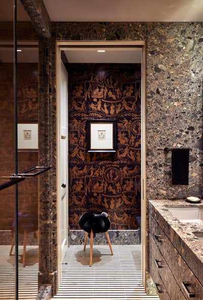  Maximalist Apartment Bathroom. Designer's Own Home by Wesley Moon Inc..