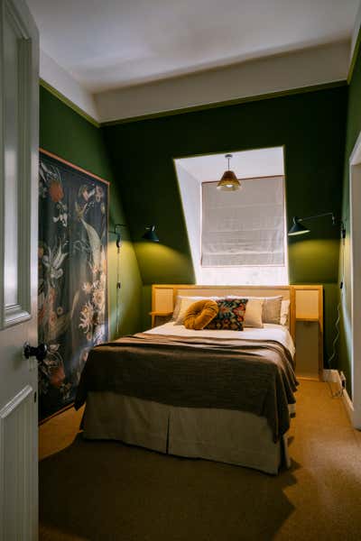  Transitional Maximalist Bachelor Pad Bedroom. Tiny guest bedroom by CreateR Interior Design.