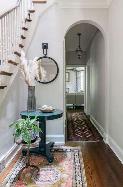  Transitional Family Home Entry and Hall. KENILWORTH HISTORIC HOME by Sarah Montgomery Interiors.