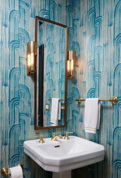  Mediterranean Family Home Bathroom. Vibrant Winnetka Abode by Amy Kartheiser Design.