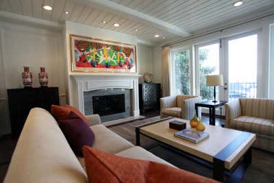  Mid-Century Modern Coastal Beach House Living Room. Ocean Way by David Brian Sanders Interiors.