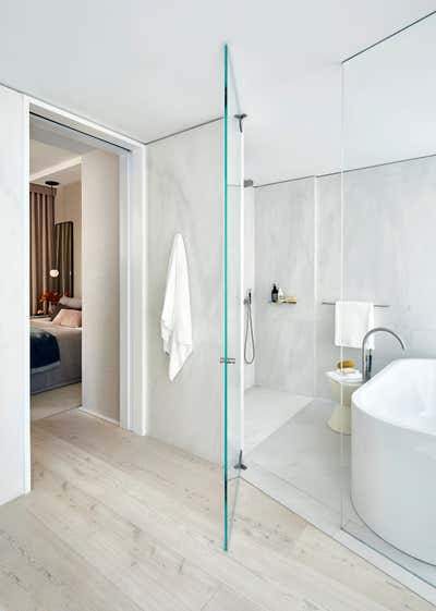  Mid-Century Modern Apartment Bathroom. West Village II by Tina Ramchandani Creative LLC.