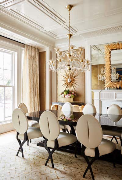  Hollywood Regency Family Home Dining Room. Kingsway by Alexandra Naranjo Designs.