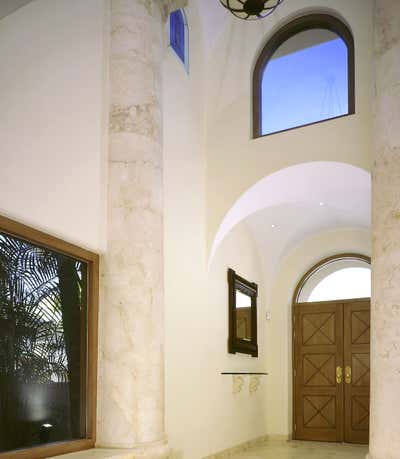  Tropical Mediterranean Vacation Home Entry and Hall. Townhouse F by Jerry Jacobs Design.