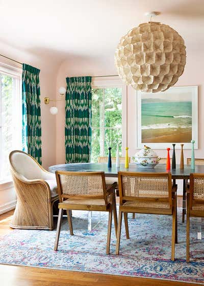  Bohemian Mediterranean Dining Room. Southampton Home  by Mary Patton Design.