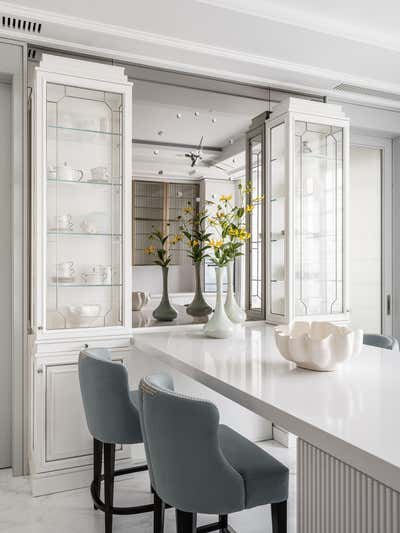  Art Deco Bohemian Apartment Kitchen. White and Neutral by O&A Design Ltd.