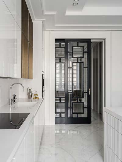  Art Deco Bohemian Apartment Kitchen. White and Neutral by O&A Design Ltd.