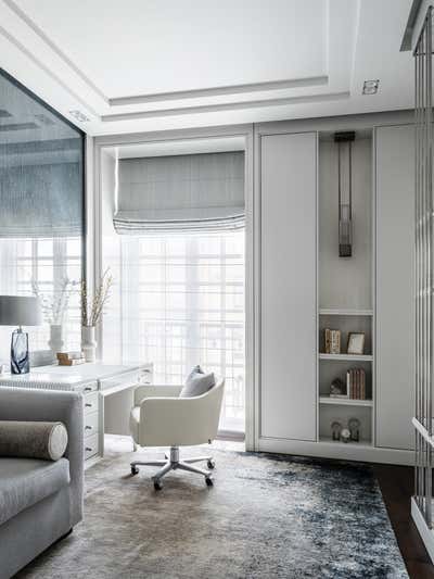  Eclectic Apartment Office and Study. White and Neutral by O&A Design Ltd.