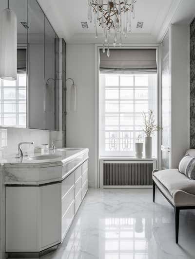 Art Deco Apartment Bathroom. White and Neutral by O&A Design Ltd.