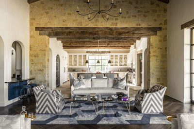  Country Western Family Home Living Room. Houston Oaks by Lucinda Loya Interiors.