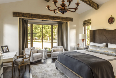  Country Western Family Home Bedroom. Houston Oaks by Lucinda Loya Interiors.