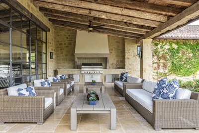  Country French Family Home Patio and Deck. Houston Oaks by Lucinda Loya Interiors.