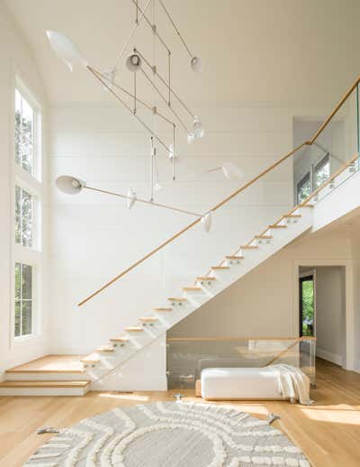  Mid-Century Modern Contemporary Beach House Entry and Hall. Watermill Splendor  by Jessica Gersten Interiors.