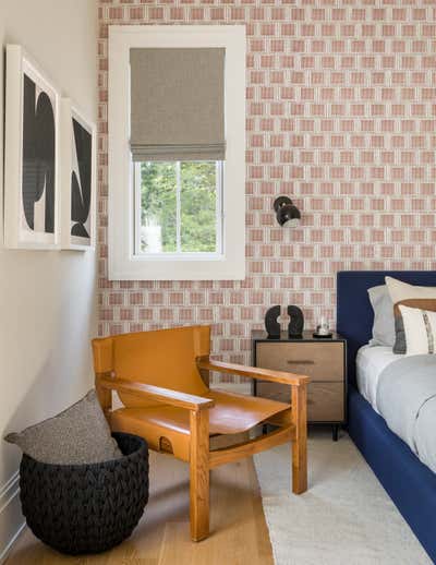  Mid-Century Modern Beach House Bedroom. Watermill Splendor  by Jessica Gersten Interiors.