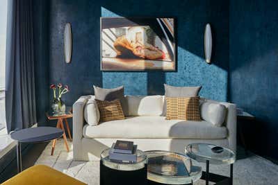 Modern Office and Study. Mid-Century Italian Inspired Pied-a-Terre  by Jessica Gersten Interiors.