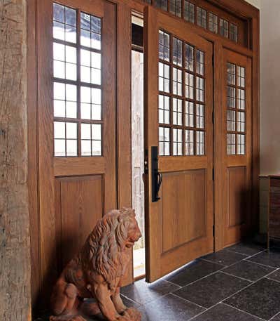  Arts and Crafts Country House Entry and Hall. Connecticut Retreat by Christopher B. Boshears, LLC.