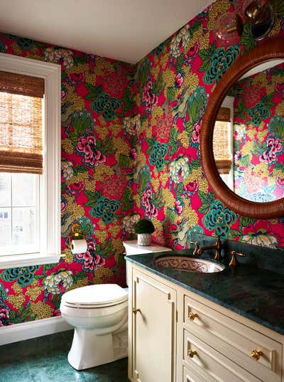 British Colonial Preppy Family Home Bathroom. The Sawyers: First Floor by Feng Shui Style.