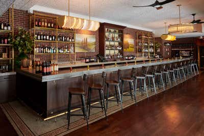  Industrial Traditional Restaurant Bar and Game Room. Felice- 224 Columbus Avenue by Sam Tannehill Interiors.