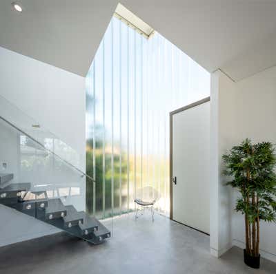  Minimalist Beach House Entry and Hall. Walnut by VerteX Design Studio.