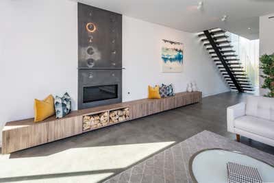  Industrial Scandinavian Beach House Living Room. Walnut by VerteX Design Studio.