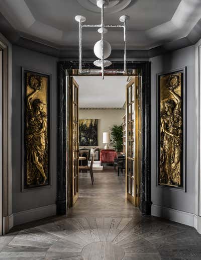  Eclectic Apartment Lobby and Reception. PIED-A-TERRE OF ART LOVERS by ELENA KORNILOVA ARCHITECTURE D'INTERIEUR.