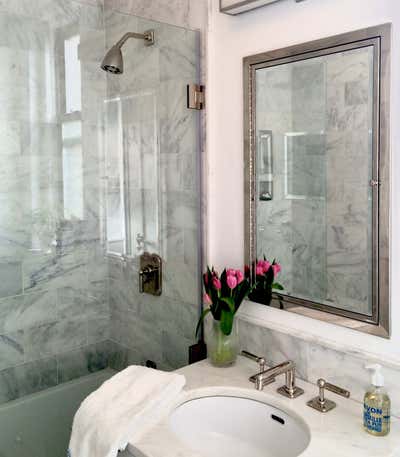 Coastal Bathroom. Designer’s Pre-War UWS Kitchen & Bath Renovation Maximizes Resale Value by Studio AK.