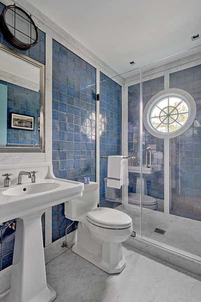  Transitional Beach House Bathroom. East Hampton Dunes by Gramercy Design.