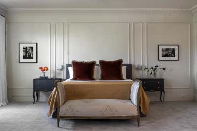  French Transitional Vacation Home Bedroom. Chateau Tranquil by Sherry Shirah Design.