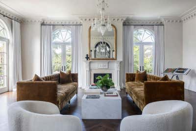  Coastal French Transitional Vacation Home Living Room. Chateau Tranquil by Sherry Shirah Design.