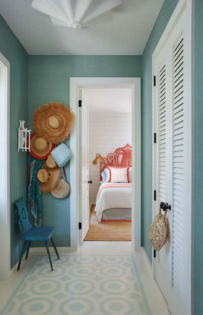  Coastal Transitional Beach House Entry and Hall. Guest House Hideaway by Jessica Lagrange Interiors.
