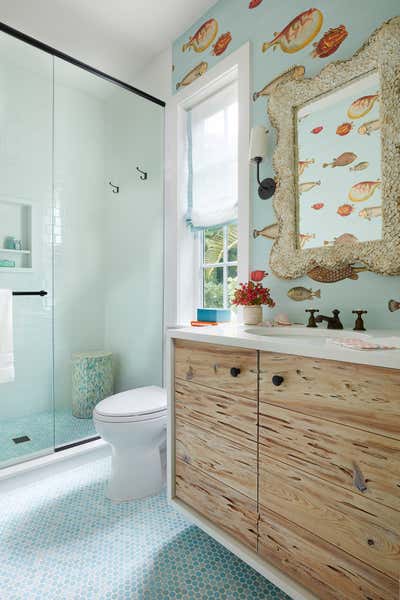  Coastal Beach Style Beach House Bathroom. Guest House Hideaway by Jessica Lagrange Interiors.