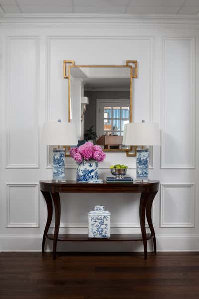 Transitional Entry and Hall. Waterfront Estate by Jamie Merida Interiors.