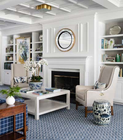  Transitional Country House Living Room. Waterfront Estate by Jamie Merida Interiors.
