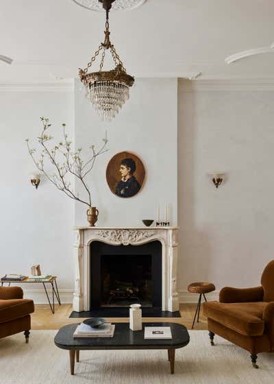  English Country Family Home Living Room. Barrow St. Townhome by And Studio Interiors.