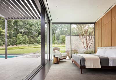  Mid-Century Modern Family Home Bedroom. New Canaan Pavilion by TenBerke.