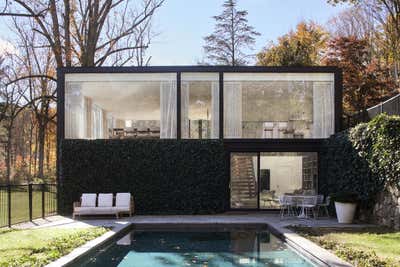 Mid-Century Modern Exterior. Hudson Valley Glass House by Magdalena Keck Interior Design.