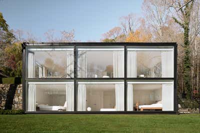 Mid-Century Modern Exterior. Hudson Valley Glass House by Magdalena Keck Interior Design.