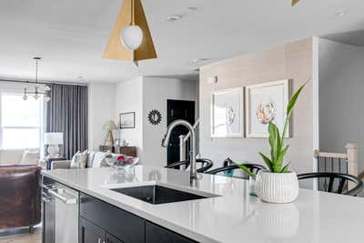  Transitional Contemporary Art Deco Apartment Kitchen. Rocketts Landing by Samantha Heyl Studio.