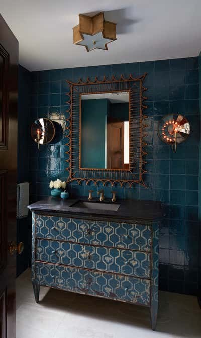  Mediterranean Family Home Bathroom. Los Angeles Renovation by Julia Baum Interiors.