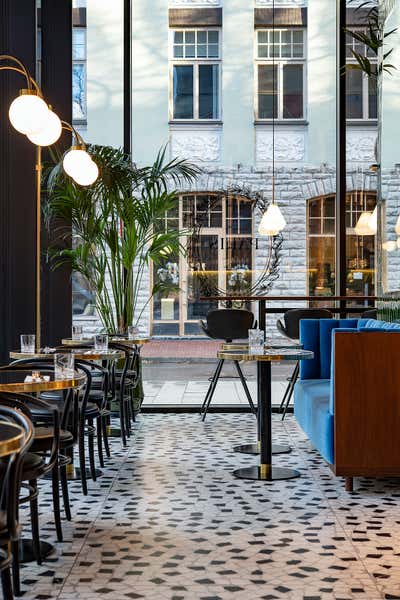  Mid-Century Modern Restaurant Dining Room. PÄRIS Restaurant ∙ Bakery ∙ Deli by Marit Ilison Creative Atelier.