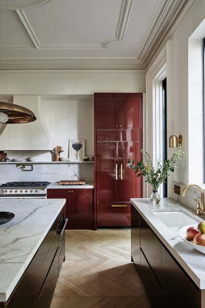  Hollywood Regency Family Home Kitchen. Fort Green Townhouse by Chused & Co.
