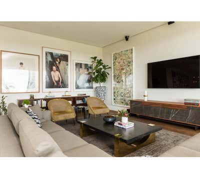  Bohemian Hollywood Regency Living Room. Art Collector’s Modern Family Home by Chused & Co.