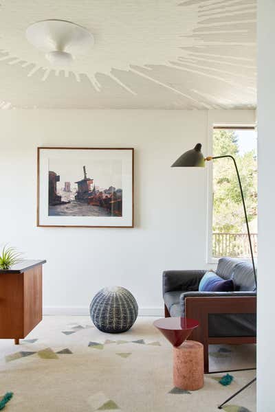  Eclectic Mid-Century Modern Family Home Office and Study. Resident Art by alisondamonte.