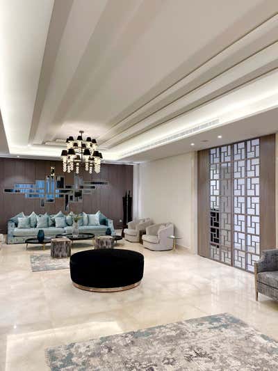  Transitional Family Home Lobby and Reception. AL GHADIR VILLA - 2019 by Bissar Concepts.