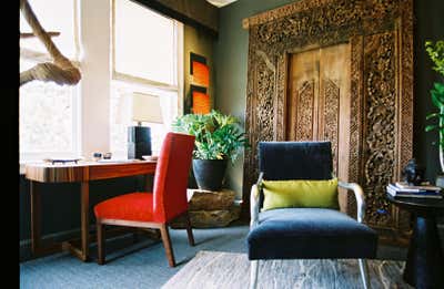  Bohemian Eclectic Office Office and Study. Pacific Heights Study by TKID.